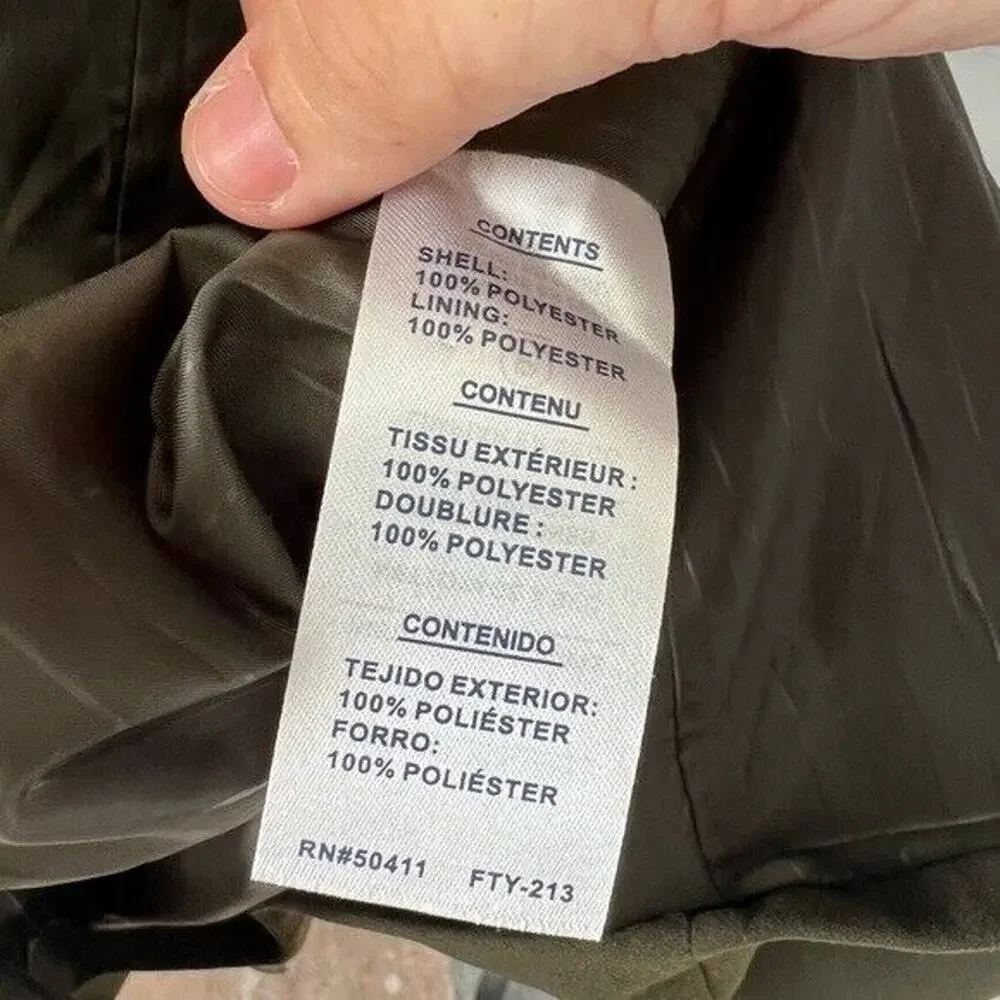 NWT Rachel Roy dark green water repellent crepe hooded trench coat w/ pockets - Picture 12 of 12